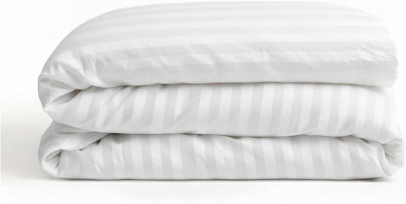 BEDDING ZONE White-Colored Luxury Stripe Duvet Cover - Zipper Closure (White, Queen Size 220x240) - Image 1